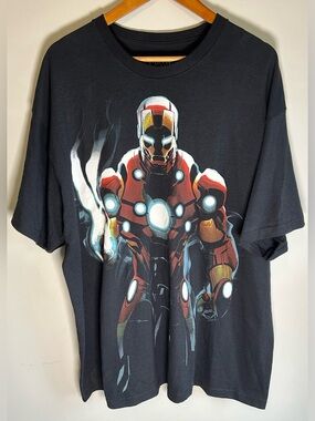 Marvel Iron Man Graphic Tee Mens T-shirt Size 2XL Cotton Black Official Licensed